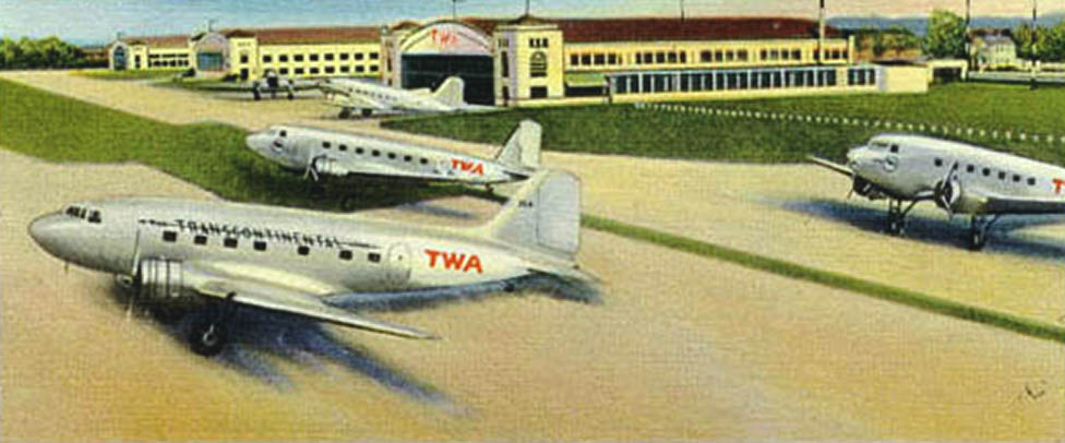 vintage postcard Columbus airport TWA, Tina Carter, TinaCarterEBA.com, relocation, Columbus Ohio, plane, John Glenn International Airport